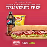 Get FREE delivery when you spend $20 or more (before tax) at MR.SUB through Uber Eats