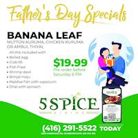 Father’s Day Special at 5 Spice Dining 