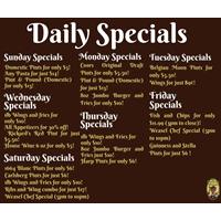 Daily Specials at The Waltzing Weasel