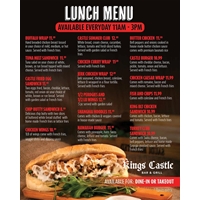Lunch Menu at King's Castle Bar & Grill