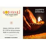15% Off for all purchases Walk-in customers only ay Godavari 