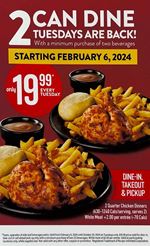 2 Can Dine Tuesdays for $19.99 at Swiss Chalet