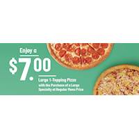 Large 1-Topping Pizza with the Purchase of a Large Specialty at Regular Menu Price at Papa Johns Canada
