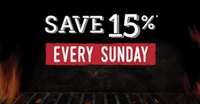SAVE 15% on orders of $45 or more Every Sunday