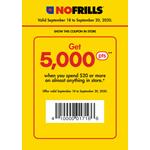 5000 PC Optimum Points When You Spend $20 at No Frills