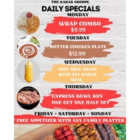 Daily Specials at The Kabab Shoppe